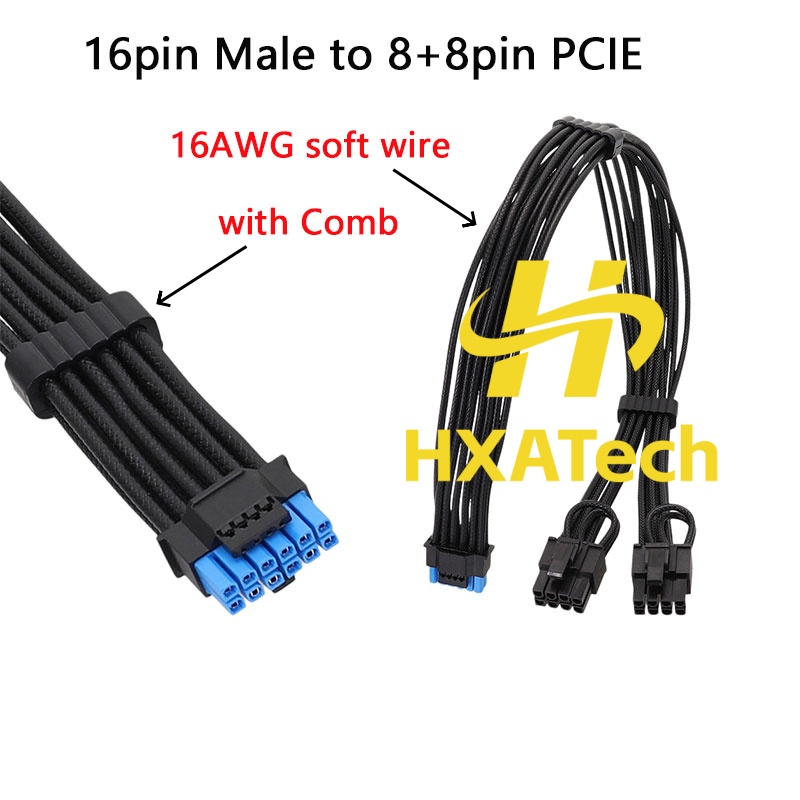 Dual 8Pin To 16Pin 12Vhpwr Cable - HXATech-Colorful 12VHPWR to Dual 8Pin Video