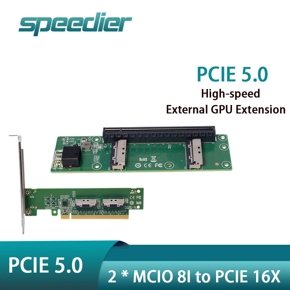 Speedier 2 x MCIO 8i to PCIe 1 - огляд і ціна Pcie 5.0 Gpu Riser Cable