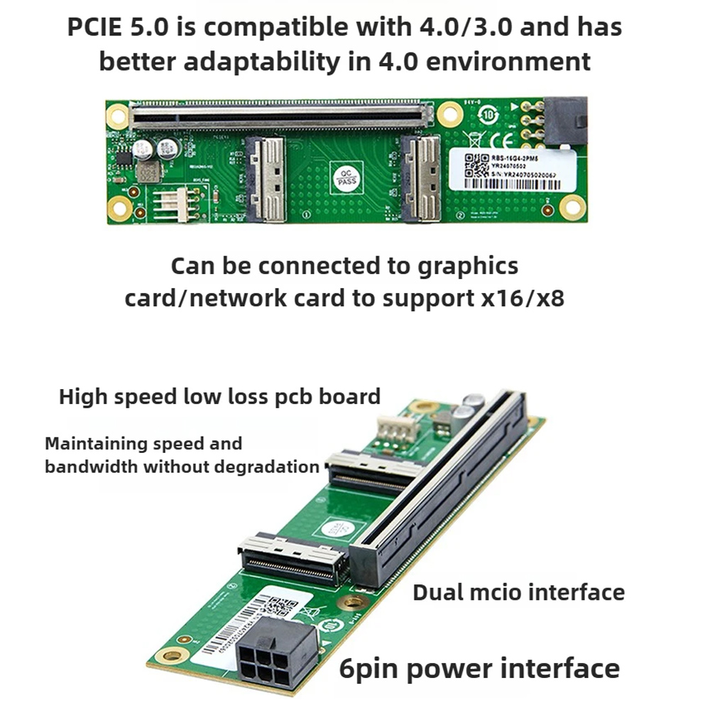 ADT-Link PCIe 5.0 X16 To MCIO  - огляд і ціна Pcie 5.0 Gpu Riser Cable
